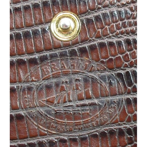 Vintage Brahmin  Alligator Embossed Leather Brown Clutch Wallet Organizer USA - Picture 5 of 11
